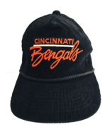 Vtg Cincinnati Bengals Black W/Orange Script Corduroy Snapback Hat Cap Y... - €66,00 EUR