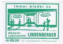 Matchbox Label Germany Lindenberger Bakery - £0.77 GBP