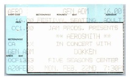 Aerosmith Dokken Konzert Ticket Stumpf Februar 22 1988 Cedar Rapids Iowa - £34.18 GBP