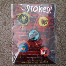 Vintage Hallmark Stoked Pinback Pins on Card - 5 Collectible Buttons - M... - £7.88 GBP