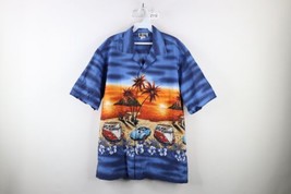 Vtg 90s Streetwear Mens L VW Bus Beetle All Over Print Hawaiian Button Shirt USA - £47.30 GBP