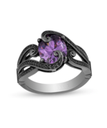 Enchanted Disney Ursula Oval Amethyst 1/4 CT.Black CZ Diamond in Silver rings - $110.00