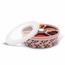 Spice Box Plastic round 7 Sections Multipurpose Masala Rangoli Set - Pink - £15.01 GBP