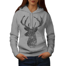 Wellcoda Deer Finger Print Animal Womens Hoodie,  Casual Hooded Sweatshirt - £29.43 GBP