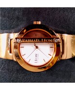 Raphael Leon Women&#39;s Watch Bronze Tone Case Adjustable White Leather Str... - $78.10 CAD