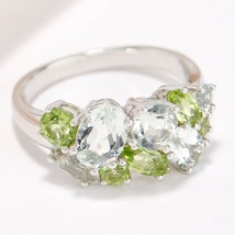 5CT Multi-Shape Gemstone Cluster Engagement Ring 14K White Gold Plated Silver - £79.06 GBP