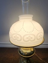 Vintage Aladdin Brushed Brass Table Lamp Model 11 Milk Glass Art Deco Shade - $138.60