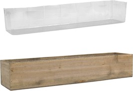 Rectangular Wood Planter Box With Removable Plastic Liner (H:4&quot; Open:22&quot;... - £40.12 GBP