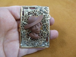 (CA3-35) Rare African-American Lady Church Hat Brown Cameo Pin Pendant Jewelry - £27.48 GBP