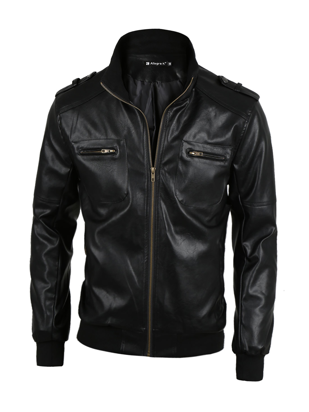 New Handmade Collar Zip Up Motorcycle Leather Jacket 2019