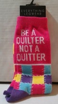 Be A Quilter Not A Quitter Everything Legwear Fun Colorful Knee Socks Sewing  - £9.81 GBP