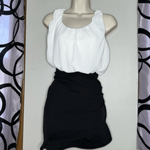 Women’s black and white color block dress with wrap skirt, size small - £11.82 GBP