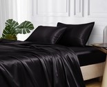 Satin Bed Sheets, Full Size Sheets Set, 4 Pcs Silky Bedding Set With 15 ... - $55.99