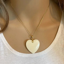 14K Solid Real Gold Carving Carved Heart Pendant / Necklace - £235.13 GBP+