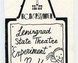 Leningrad State Theatre Program Experiment in New York Iona College 1980&#39;s - $17.82