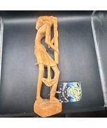 Vintage African Handcrafted carved Wooden Statue Man With Pipe 13” in Tall - $20.29 CAD