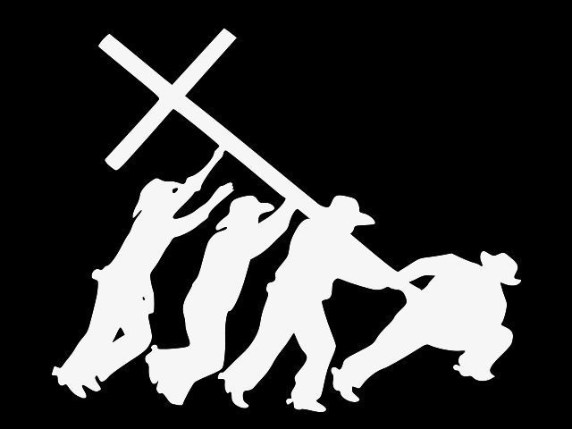 COWBOYS ERECTING CROSS Vinyl Decal Car Sticker Wall Truck CHOOSE SIZE COLOR - $3.13+