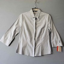 Croft Barrow Womens Shirt Size S Gray New Stretch 3/4 Sleeves Button Up Classic - £9.17 GBP