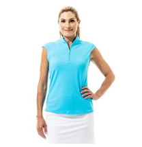 NWT Ladies San Soleil Caribbean Blue Sleeveless Golf Tennis Shirt Top si... - £50.99 GBP