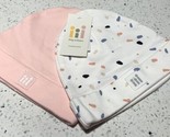 BuybuyBaby Tiny Citizen Infant Baby White Milk &amp; Pink Salt 2PC Hat Set 3... - £7.94 GBP