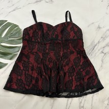 Torrid Lace Blouse Top Plus Size 0x Black Red Corset Style Sexy Floral Cami - $26.72