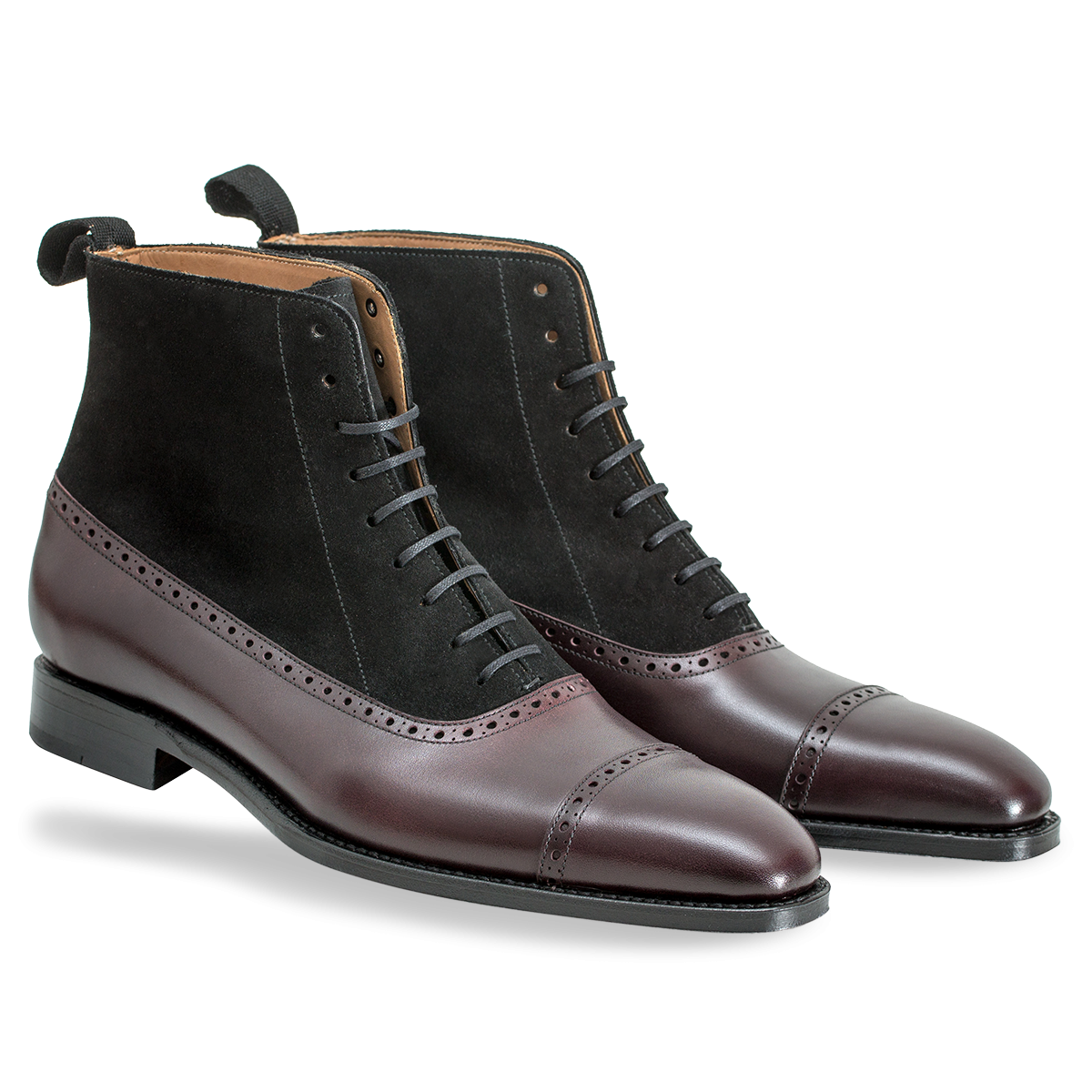 Men Brown Black Cont Cap Toe Lace Up Suede Real Leather High Ankle Boot US 7-16