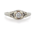 Art Deco Filigree 18k White Gold .16ct Genuine Natural Diamond Ring (#J6... - $628.65