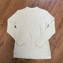 Talbots Classic Pullover Mock Neck Ivory Speckled Sweater Women Size Small Cream - £22.92 GBP