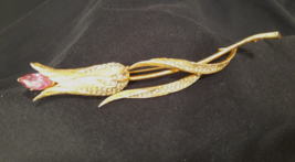RARE Vintage Signed FRANCOIS Coro Flower PIN Brooch Pink Gold tone MISSI... - £56.05 GBP
