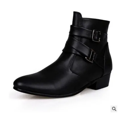 Men Boots Winter Leather Short Boot British Style Shoes Flat Heel Work Boot Moto - £46.03 GBP