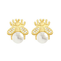 Simple And Compact Korean Stud Earrings  Design Bee Artificial Pearl Earrings Sp - £7.91 GBP