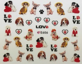 Nail Art 3D Decal Stickers Puppy Love Puppy Costume Heart Valentine&#39;s Day E606 - £2.62 GBP