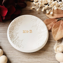 Personalized, custom ring dish, 3D embossed flower garden, polymer clay dish - $30.00