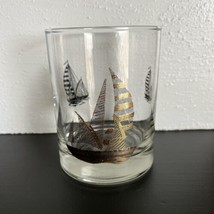 Otagiri Clear Glass Cocktail Drinking Tumbler Gold Black Sailboat Boat S... - $11.64