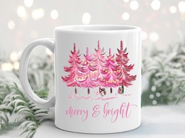 Pink Christmas Tree Mug, Secret Santa Gift, Hot Chocolate Mugs, Unique H... - £13.36 GBP
