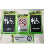 Men Women Bathroom Braile - No Smoking - Employees Only Sign 4 Signs Total - $313.98 MXN