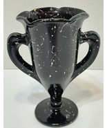 Pedestal Flower Vase Black White Paint Splatters Double Handle Ruffle Ed... - £15.59 GBP