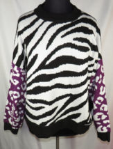 Plus Size 2X Terra &amp; Sky Zebra &amp; Leopard Print Long Sleeve Sweater, NWT - £17.18 GBP