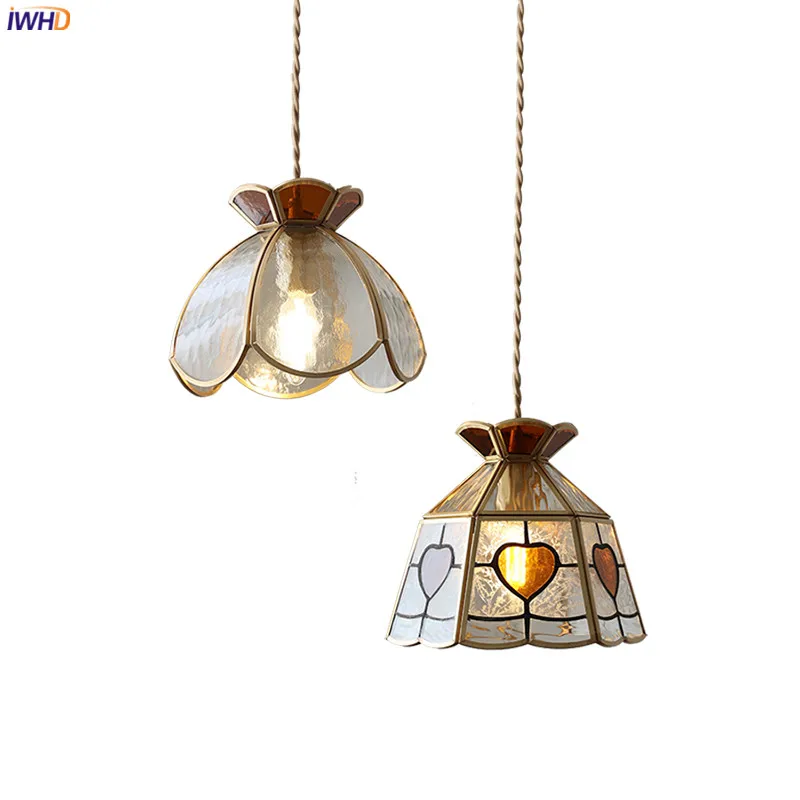 IWHD America Vintage Copper LED Hanging Lamp Glass Lampshade By Hand Cafe - $99.12+