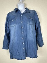 Torrid Womens Plus Size 3 (3X) Blue Chambray Button Up Shirt Long Sleeve - £13.45 GBP