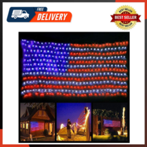 American Flag Lights With 420 Super Bright LEDs Waterproof Led Flag Net Light - £26.17 GBP