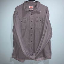 Wrangler Men&#39;s Gray Denim Button Up Long Sleeve Collared Shirt 2XL XXL P... - £12.49 GBP