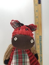 Jellycat London Red Corduroy Horse Plaid Plush Stuffed Floppy Legs 15&quot; Standing - £15.81 GBP