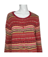 Tiara Sweater Red Multicolor Cardigan Fair Isle Womens Size XL - $14.87