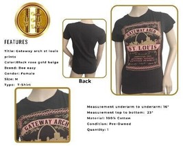 T-Shirt BEE EASY Gateway Arch Saint Louis Prints Black M. Crew Neck Blac... - £17.03 GBP