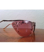 Pink Cat Eye Frameless Crystal Accent Sunglasses - £15.98 GBP