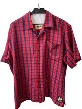 Pelle Pelle Button Up Shirt Mens Size L Authentic Flight Garment Red Plaid - $13.91