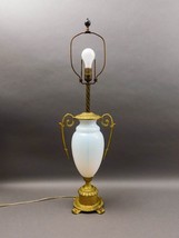 French Antique Gold Ormolu Gilt Bronze Opaline Opalescent Glass Table Lamp - £2,359.06 GBP