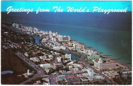Florida Postcard Miami Beach Airview World&#39;s Playground - £1.70 GBP
