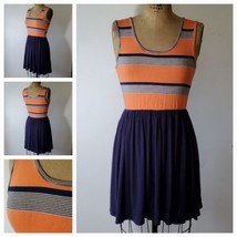 Finn &amp; Clover Dress Size L Tank Top Twirly Navy Blue Skirt Stripe Jersey... - $21.56
